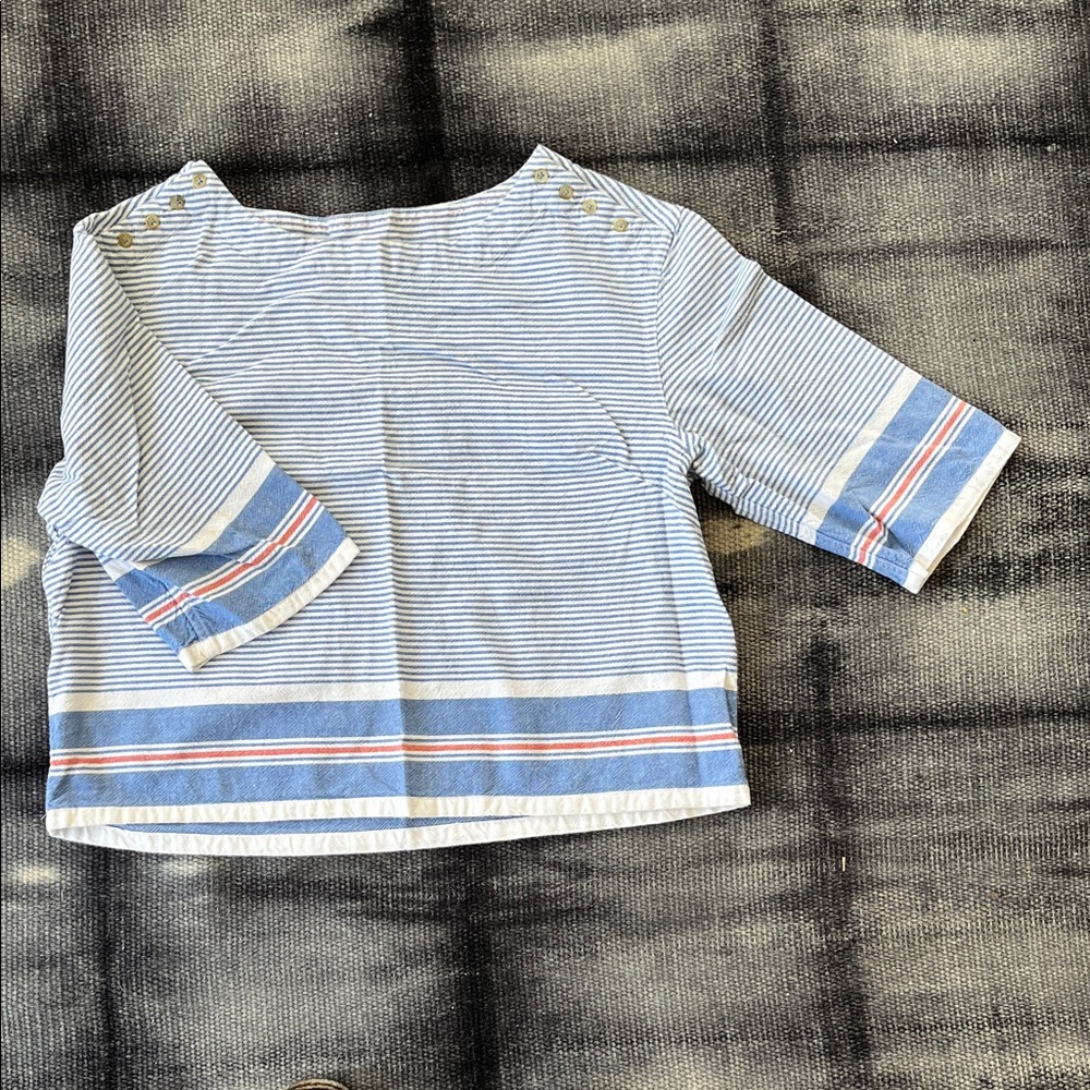 Maeve Blue and White Striped Blouse